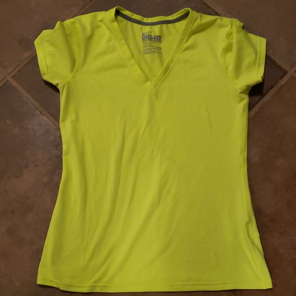 Nike Dri-Fit neon yellow running shirt EUC
